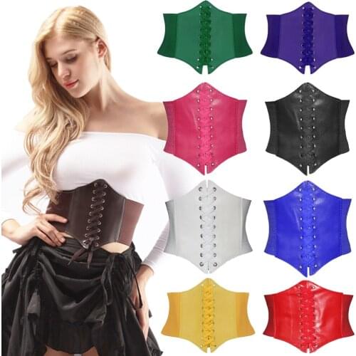 Alivila.Y Fashion Womens Faux Leather Steampunk Sexy Underbust Corset Belt Bustier Belt For Women