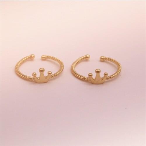 Gold silver color crown opening ring Ms charm crown ring