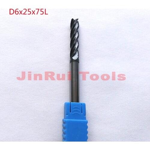 1pc 6mm D6*25*D6*75 HRC60 4 Flutes Solide Carbide Roughing End Mills CNC router bit milling cutter Tools knife fresa