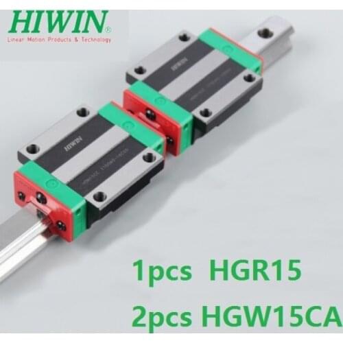 1pcs Original New Hiwin linear rail guide HGR15 500mm/600mm/700mm/800mm/900mm/1000mm + 2pcs HGW15CA Flange blocks for cnc router