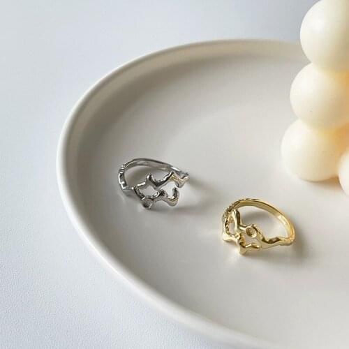 2021 New Concise Style Electroplate Quilted Figure Ring for Woman and Man Golden Couple Rings Open To Adjust Jewelry Wholesale