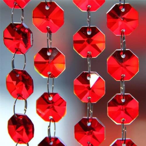 5meters For Hanging Wedding Decor Crystal Glass Red String Bead Garland Strands Chandelier Curtains Centerpiece
