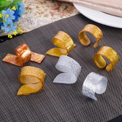 Free Shipping 8 X Silver/Gold Acrylic Napkin Rings Napkin Holder For Wedding Hotel Party Dinner Deco Supply