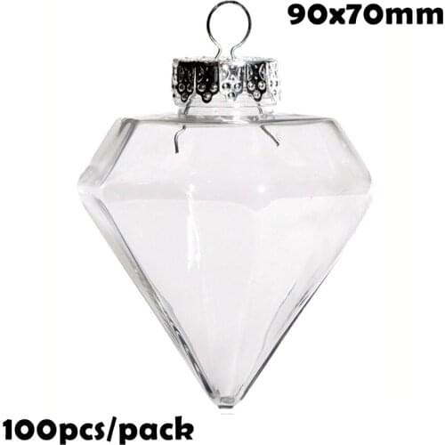 Free Shipping DIY Paintable/Shatterproof Christmas Decoration Ball Fillable 90*70mm Plastic Diamond Shape Ornament, 100/Pack