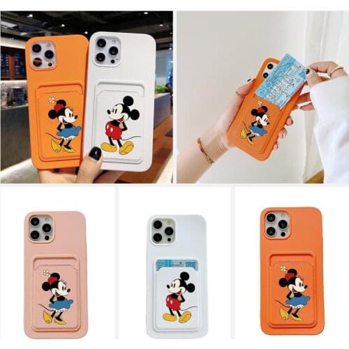 Disney Mickey Mouse Anime Card package Phone Case for iPhone 11 12 Pro Max mini 7 8 plus XR X XS MAX SE Multifunction shockproof