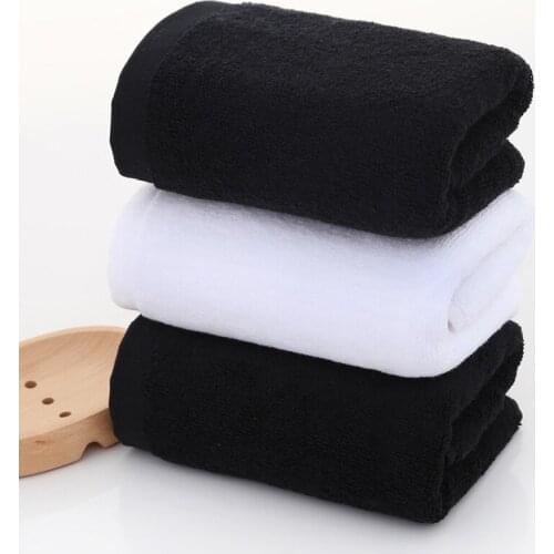Black White Cotton Towel Thick Face Hand Towels for Home Kitchen Bathroom Hotel Adults Kids toalla de cara, toalha de rosto