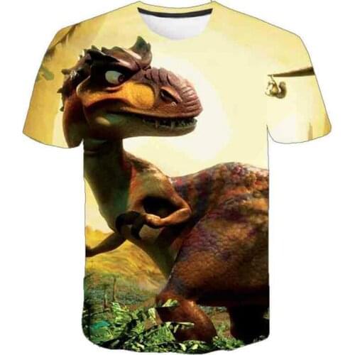 Childrens Printed T-shirt Boy/Girl Animal Dinosaur 3D T-shirt Childrens Short Sleeve Tops Summer Tops Best-selling T-shirts