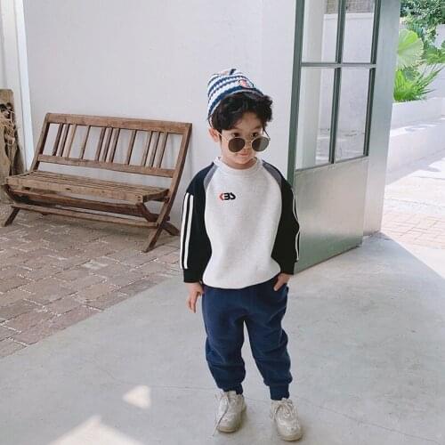 Children plus velvet sweater winter tide style tie sweater boys and girls color sweater childrens clothing baby long sleeves