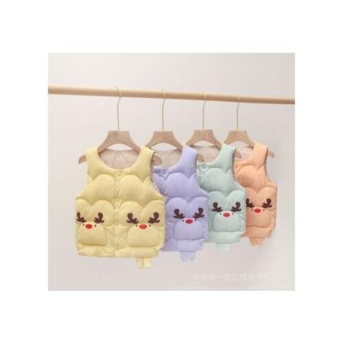 Childrens Cartoon Down Coat Cotton Fawn Vest 2020 Autumn and Winter New Boys and Girls Jackets Childrens Vest Baby Korean Vest