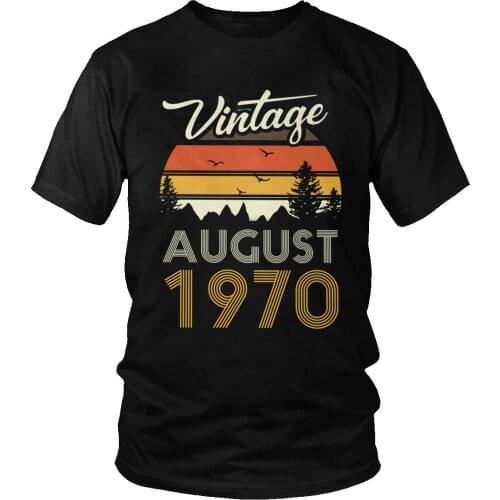 Vintage 1970 August T Shirt Men Pre-shrunk Cotton Leisure T-shirt Short Sleeved 50th Birthday Gift Tee Fitted Big Size Clothing