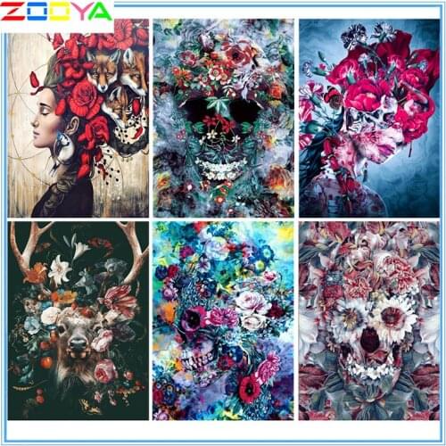 Full Square / Round Drill 5D Diy Diamond Painting Complete Cartoon Skull Pattern Circle 3D Diamond Embroidery Mosaic Gift Bh024