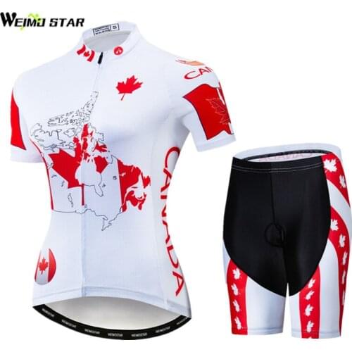 Weimostar Canada Team Cycling Jersey Set Summer Mountain Bike Clothing Ropa Ciclismo Women Short Sleeve Bicycle Wear Cycling Set