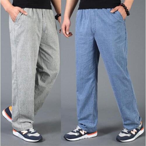 Summer thin casual male flax pants mens elastic waist linen trousers men breathable pantalon homme pantalones hombre 2020 new