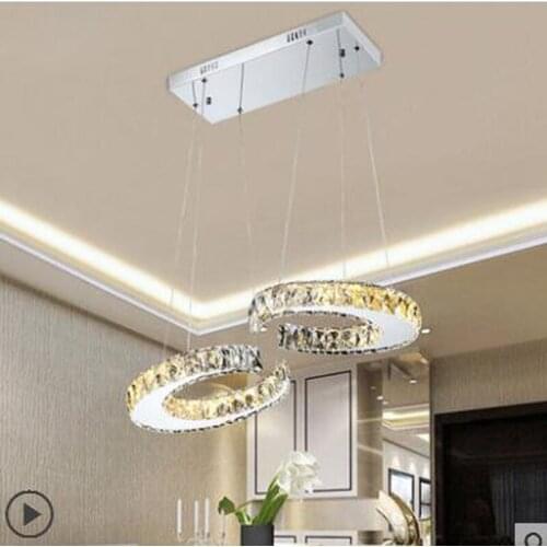 Restaurant lamp chandelier modern minimalist crystal chandelier creative double C dining room lamp home living room lamp fixture