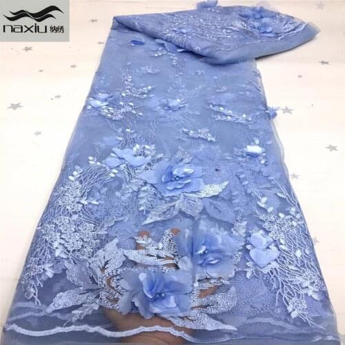 Madison High Quality African 3D Lace 2020 High Quality Teal Fabric For Nigerian Dresses African Fabric Flowers 3d Lace 5Yards