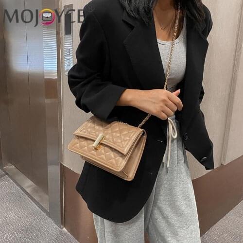 Fashion Exquisite Shopping Bag Female Crossbody Bag Solid Women Lattice Pattern PU Chain Purse Shoulder Handbag