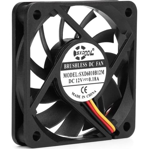 Brand new SXDOOL SXD6010B12M slim 60*60*10mm DC 12V 0.18A 3-wire 3P speed FG signal 3500RPM 14.8CFM case cooling fan