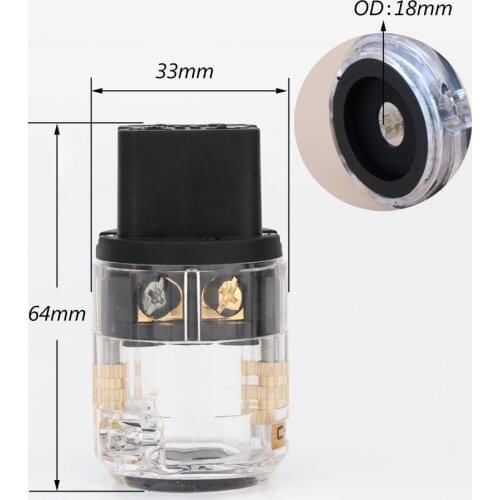 Preffair Top qualitysolid hard plastic housing Gold Plated 20A C19 IEC Female Plug HIFI Power Cable DIY Best Choice