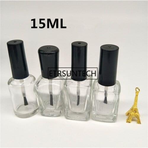 15ml Clear Empty Nail Polish Bottle with Brush Lid, Transparent Glass Nail Oil Package, Nail Art Lacquer Containers F1275