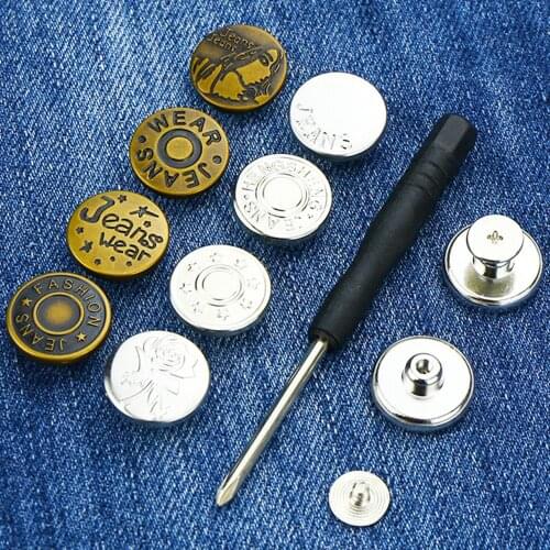 Perfect Fit Button for Any Jeans Trousers Increase Reduce Waist Replace Fastening Kit secure-lock Sewing fastener DIY