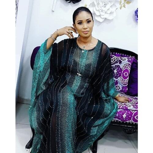 Plus Size Clothing Muslim Fashion Dress African Stripe Leopard Design Long Bat Sleeve Diamonds Exquisite For Women Holiday Party