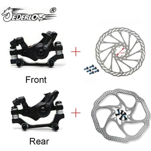 JEDERLO MTB Bike Alloy Mechanical Disc Brake rotor 160 180 MM Calipers Clip Rotor Set Front Rear Mountain Bicycle Parts