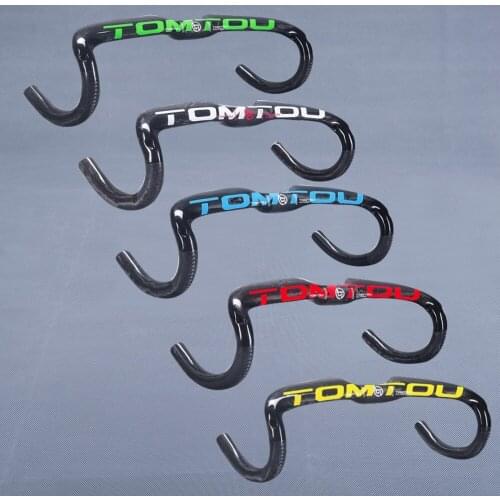 TOMTOU Bike Handlebar Full Carbon Fibre Bicycle Road Bent Bar Drop 130mm Reach 80mm UD Finish Glossy