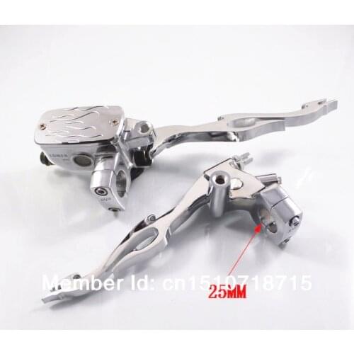 Pair Chrome 1" 25mm Handlebar Flame Master Cylinder Brake Clutch Levers For Harley Yamaha Honda Suzuki Kawasaki Cruiser Bobber