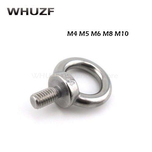 M3 M4 M5 M6 M8 M10 DIN580 304 Stainless Steel Marine Lifting Eye Screws Ring Loop Hole for Cable Rope Eye bolt HW011