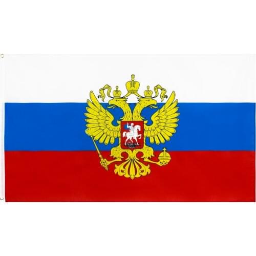 Yehoy 90x150cm Rising Forward Russian Flag with National Emble Eagle
