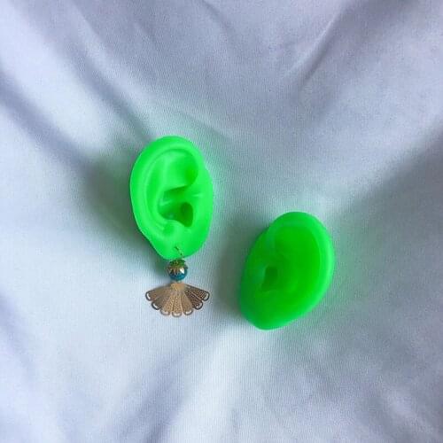 Green silicone ear model earrings earphones display props simulation human ear model