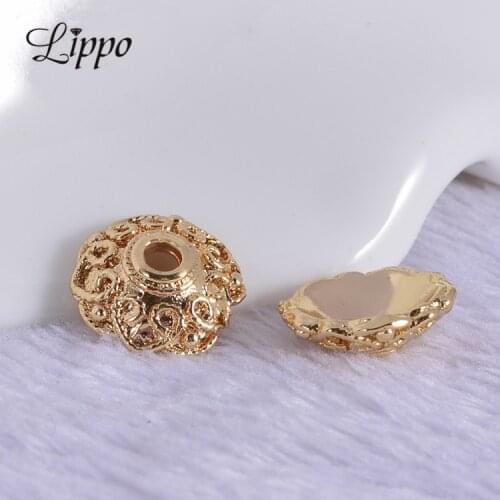 20pcs Gold 24k plated Bead Cap Copper 10mm Beads Cap DIY Necklace and bracelet findings