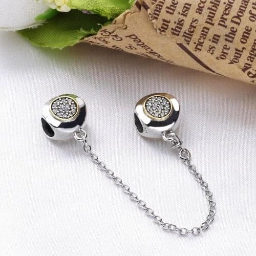 2020 New Authentic 925 Sterling Silver Round Safety Chain Charm Fit Original Bracelets For Women DIY Jewelry S925 Beads