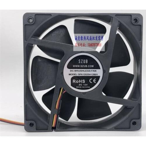 SZUB GFA12025H12B01 DC 12V 120x120x25mm 3-Wire Server Cooling Fan