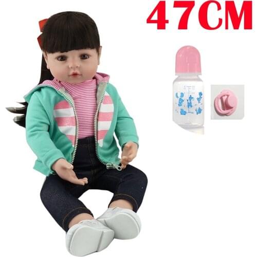 47cm silicone reborn handmade lifelike Cute Soft Baby bebe doll Christmas 19inch adorable super Dolls fashion birthday surprise