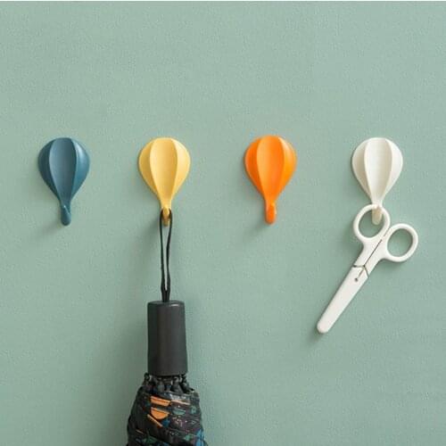 8Pcs Creative Hot Air Balloon Wall Hook Key Hanger Home ABS Hooks Hanging Kitchen Bathroom Organizer Free Punching Adhesive Hook