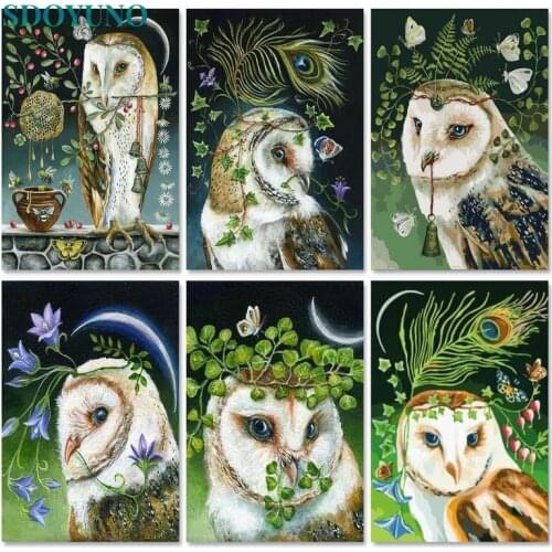 SDOYUNO Acrylic Paint By Numbers City Oil Painting By Numbers On Canvas 40x50cm Frameless DIY Animals Home Decor Owl Wall Art