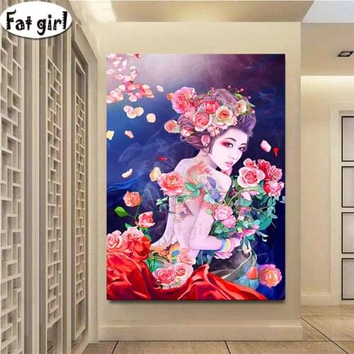 New 5D DIY diamond painting Sexy woman with rose tattoo Decor mosaic full square/round drill embroidery Wall Art Handicrafts