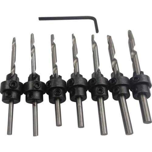 Hardware 7pcs/lot Wood Screw Drill Sink Hole Drilling Woodworking Cone Drill Hole Saw Power Tools Accessories DIY