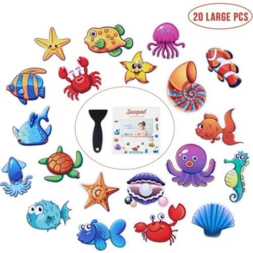 20PCS Large Non Slip Bathtub Stickers Sea Adhesive Kids Anti Slip Decal +Scraper Stairs Shower Room Bath Safety Stickers Bathtub