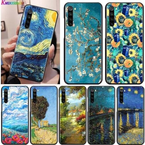 Van Gogh Star flower for OPPO Reno 2 Z 2Z 2F 3 4 5 Pro 5G 4Z 4SE 5F ACE F7 A5 A9 2020 Black Phone Case Soft Cover Shell
