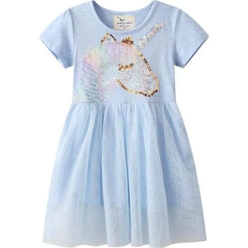 Jumping Meters New Summer Lace Girls Party Girls Dresses Fashion Childrens Costume Unicorn Beading Wedding Kids Dresses Baby