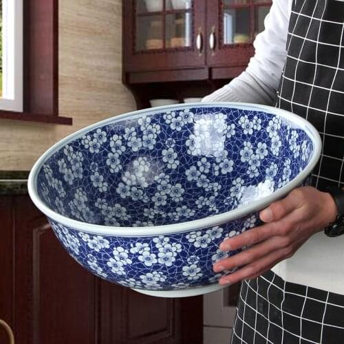 10-16 inch For restaurants Hotel home tableware Blue and white porcelain Ceramic Ramen Seafood Fish Steak Salad Soup large Bowl