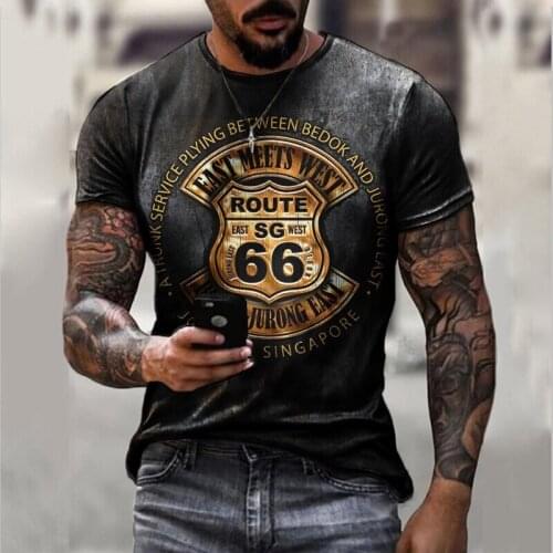 Summer New Mens T Shirts Oversized Loose Clothes Vintage Short Sleeve Fashion 66 Letters Printed O Collared Tshirts for Men