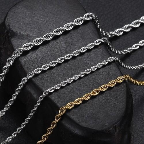 Stainless Steel Finished Chains Necklace Twisted Rope Chain with Lobster Clasp Steel Tone Mens Jewelry DIY Accessories