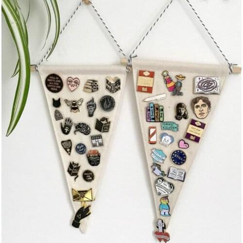 Canvas Enamel Pin Wall Display Pennant Banner Badge Buttons And Lapel Collection Kids Room Home Decoration Accessories Hot