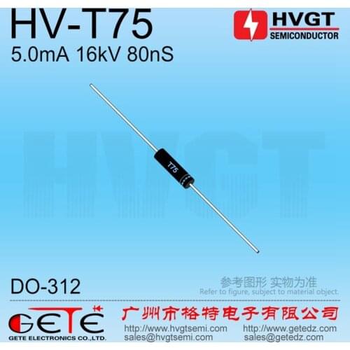 HVGT,High Voltage Diode 16kV,HV-T75, Silicon Rectifier Diode 5mA 16kV 80ns, 2CL75,Fast Recovery, High Frequency, 100pcs/Bag