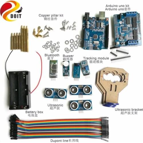 Bluetooth Control kit for Tracking Obstacle Avoidance with UNO R3 Board+Motor Shield Board+Ultrasonic Sensor+Tracking modul