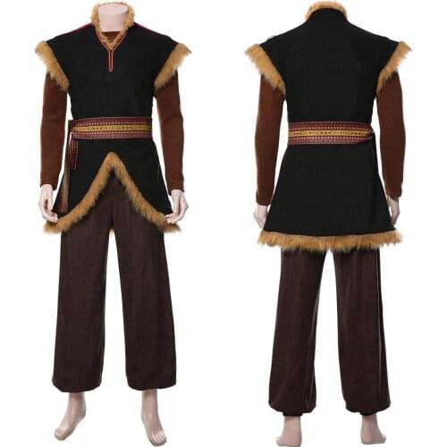 Fast Shipping Snow Queen Prince Kristoff adult Cosplay Costume Full set Halloween Carnival Costume men women autumn winter coat