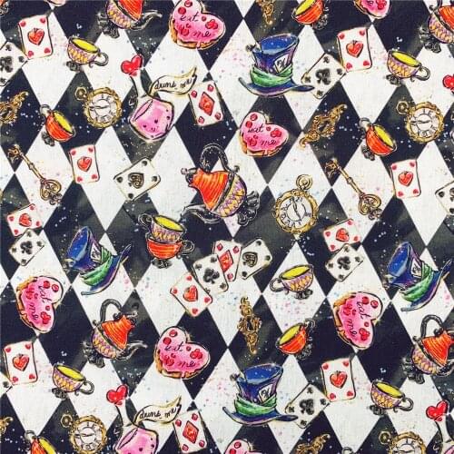 Wonderland princess Poker cup Cotton Fabric Sewing Quilting Patchwork Needlework Handmade DIY Skirt clothing headwear Material
